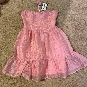 Lined pink polyester dress